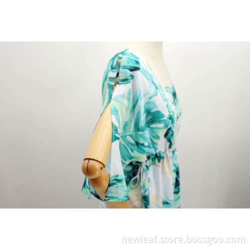 Nya kvinnor halv ärm Square Neck Print Dress